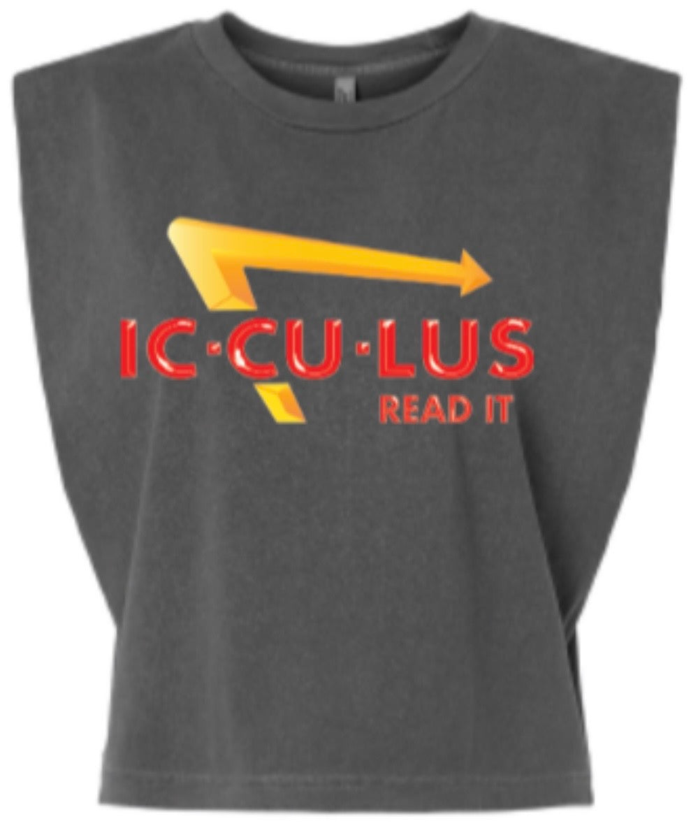 Icculus - Distressed Black Cutoff Crop Tee